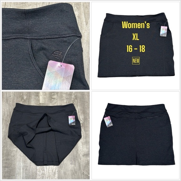 Women's Golf Mountain Hardware XL 16 18 Skirt Terry Cloth Black Flat Front NWT - Picture 1 of 10